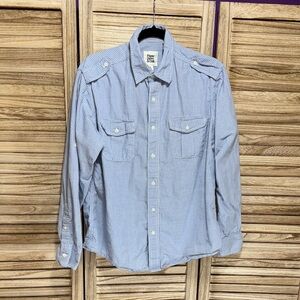 Paper Denim  & Cloth Light Blue Striped Button Down Long Sleeve Shirt Size L
